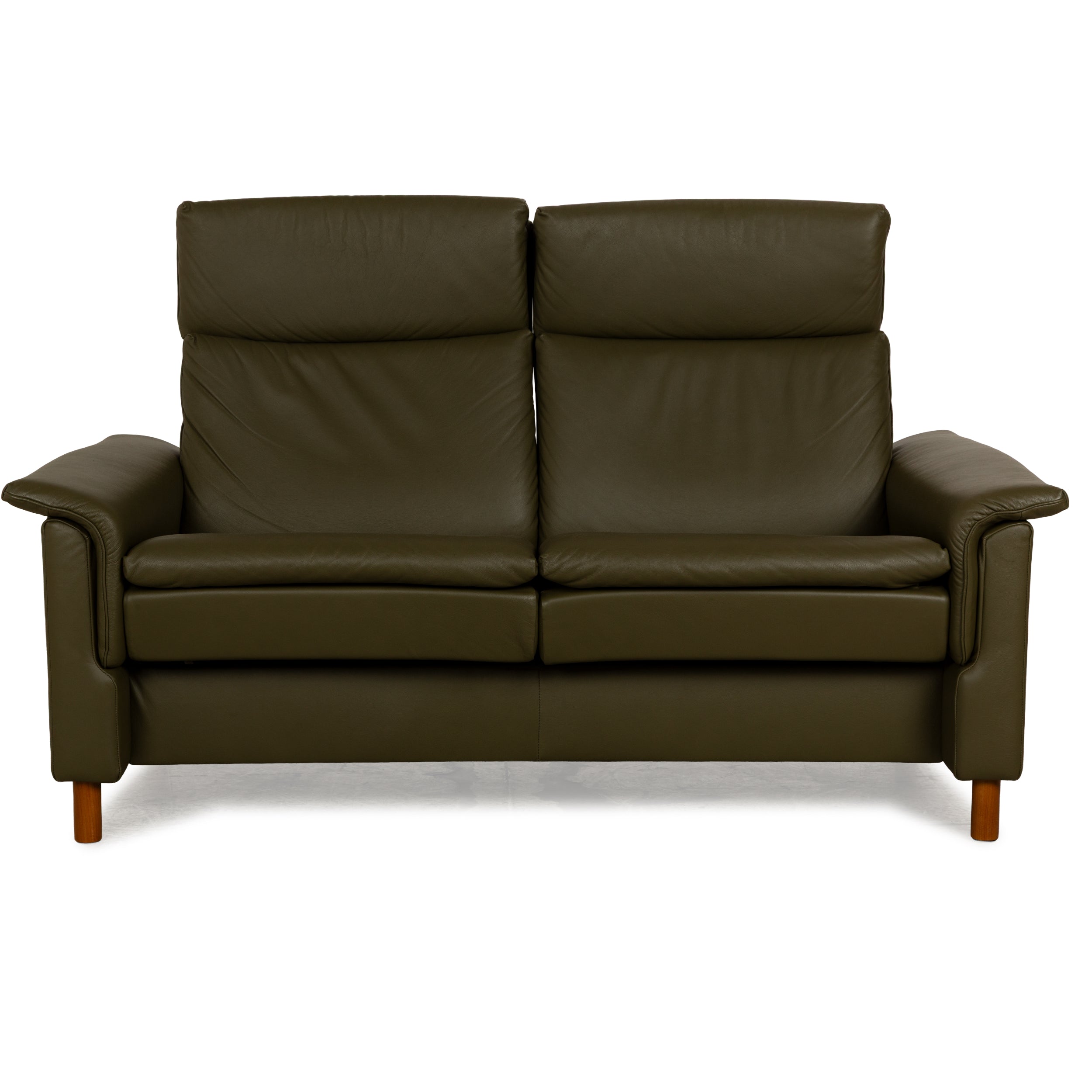 Stressless Aurora Leather Two Seater Dark Green Manual Function Sofa Couch