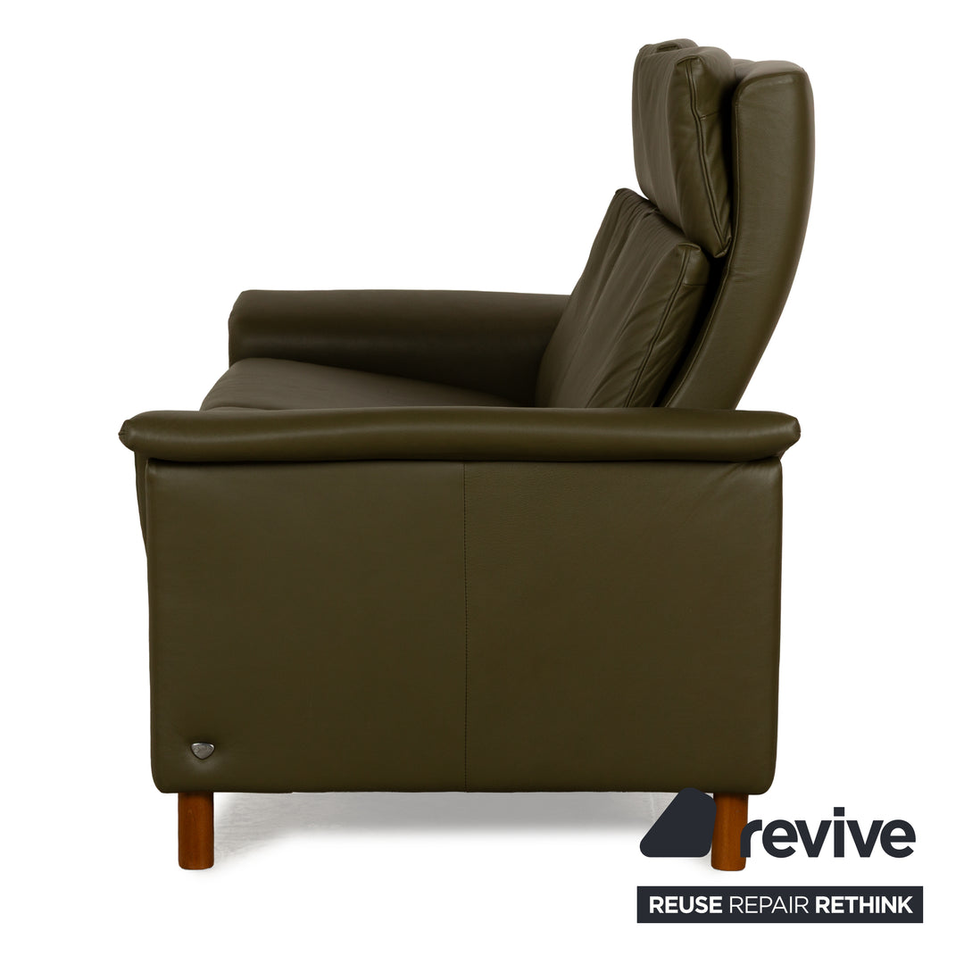 Stressless Aurora Leather Two Seater Dark Green Manual Function Sofa Couch