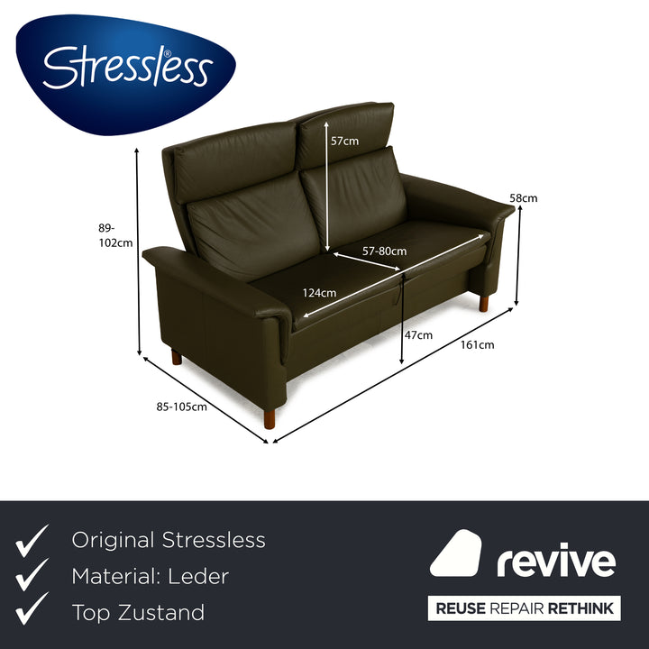 Stressless Aurora Leder Zweisitzer Dunkelgrün manuelle Funktion Sofa Couch