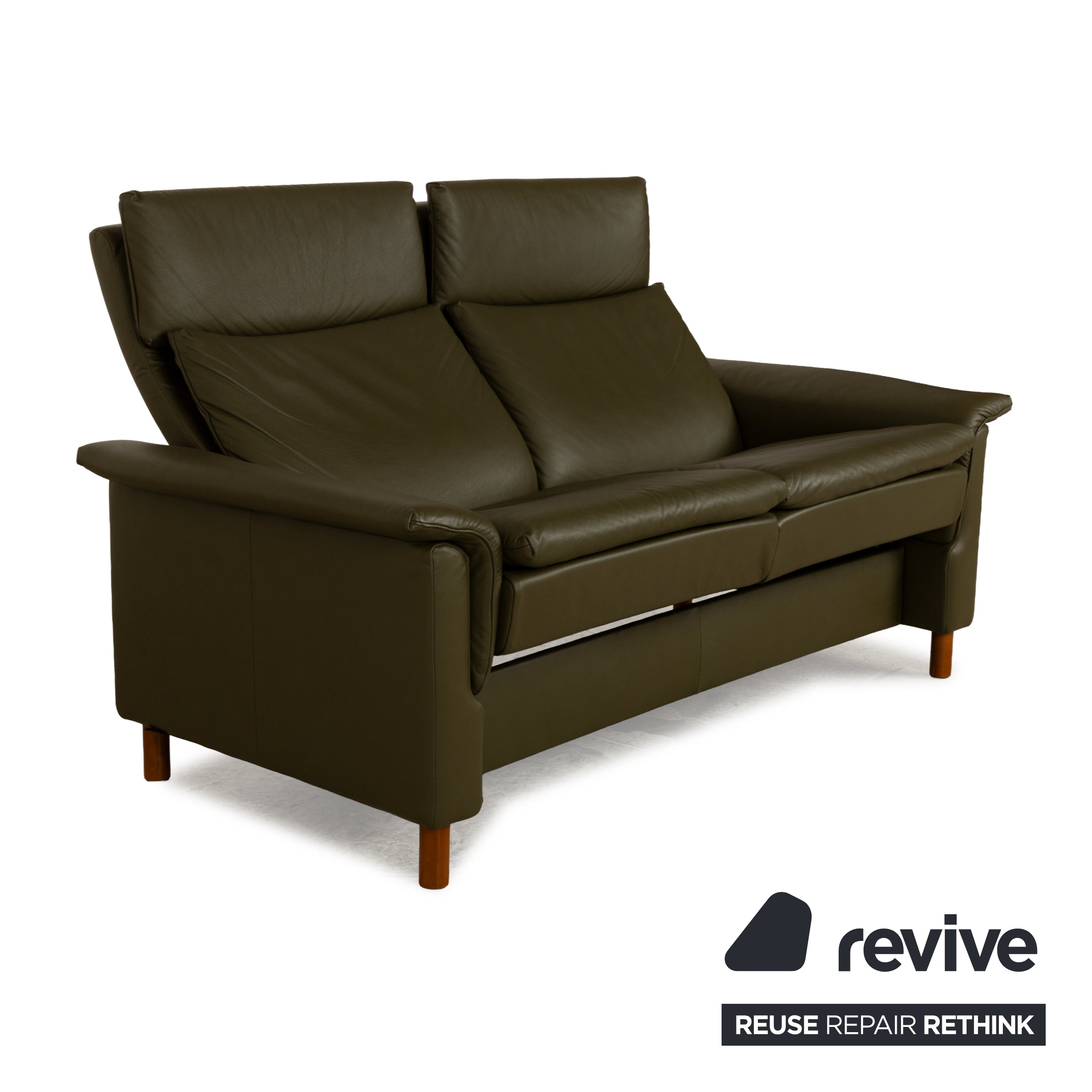 Stressless Aurora Leather Two Seater Dark Green Manual Function Sofa Couch