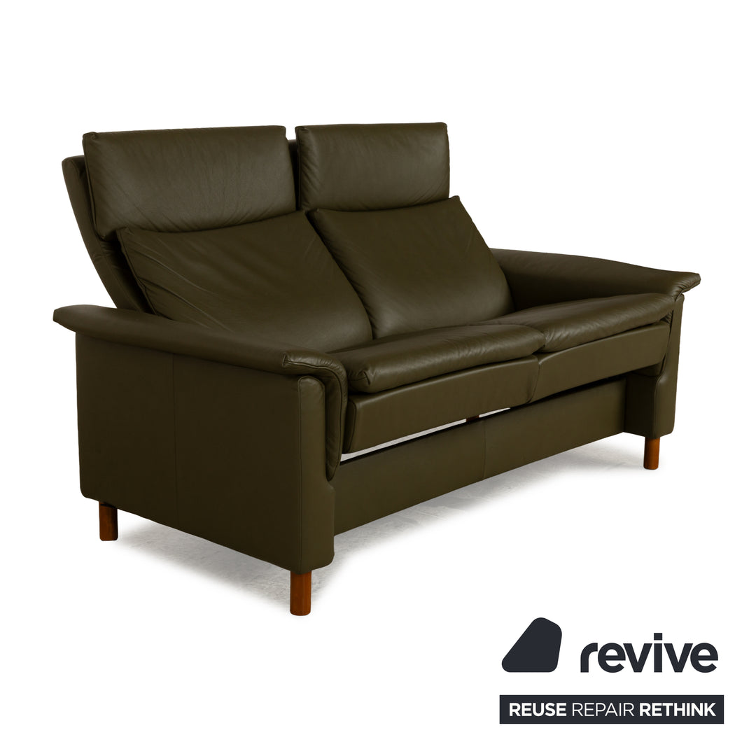 Stressless Aurora Leder Zweisitzer Dunkelgrün manuelle Funktion Sofa Couch