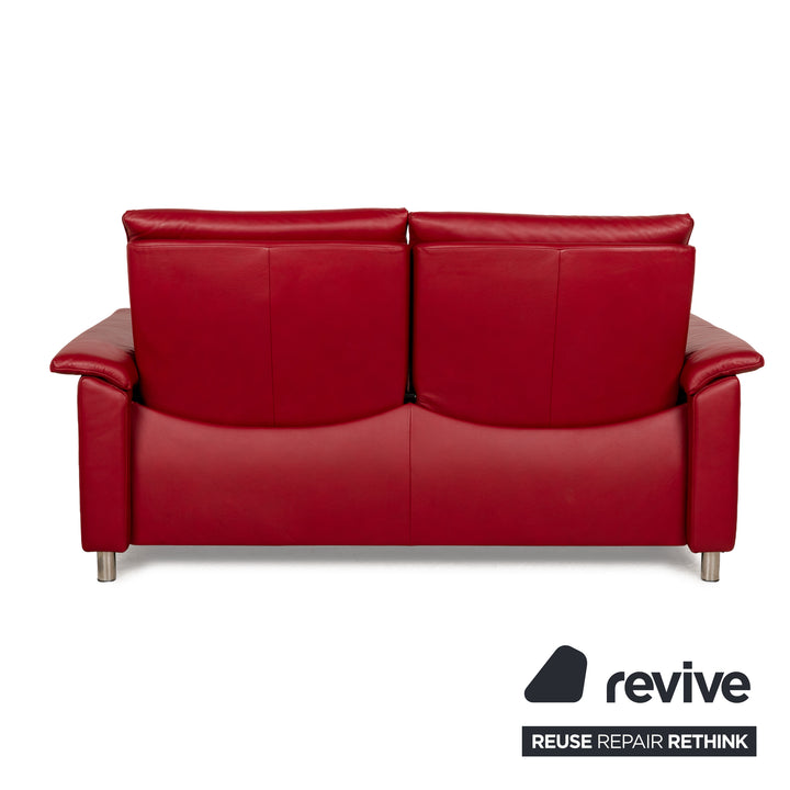Stressless Aurora Leather Two Seater Red Manual Function Sofa Couch