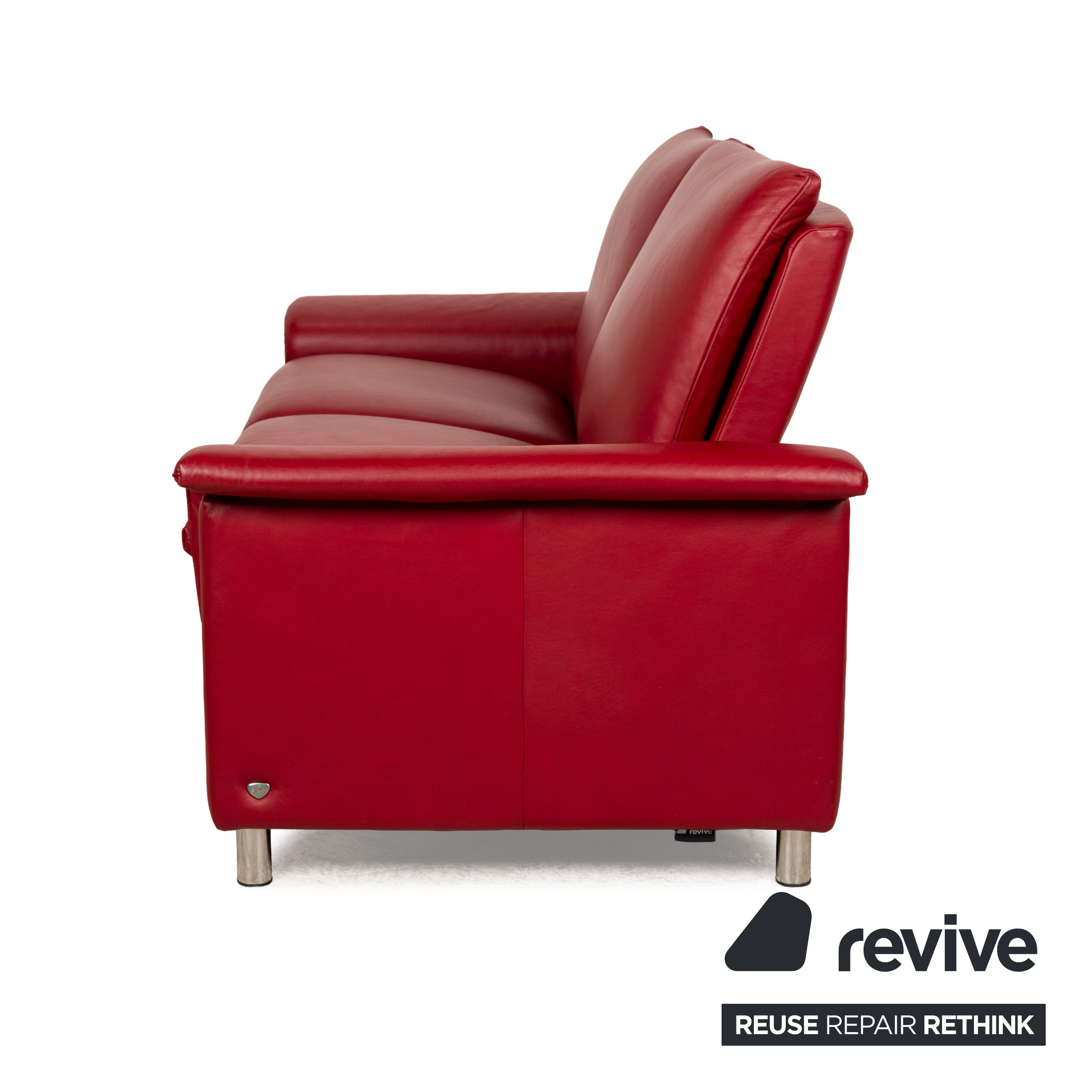 Stressless Aurora Leather Two Seater Red Manual Function Sofa Couch