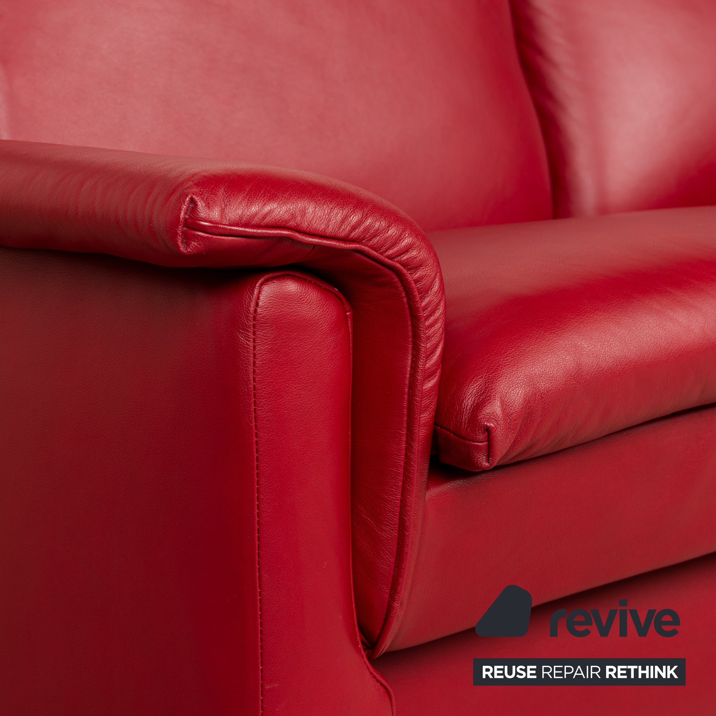 Stressless Aurora Leather Two Seater Red Manual Function Sofa Couch