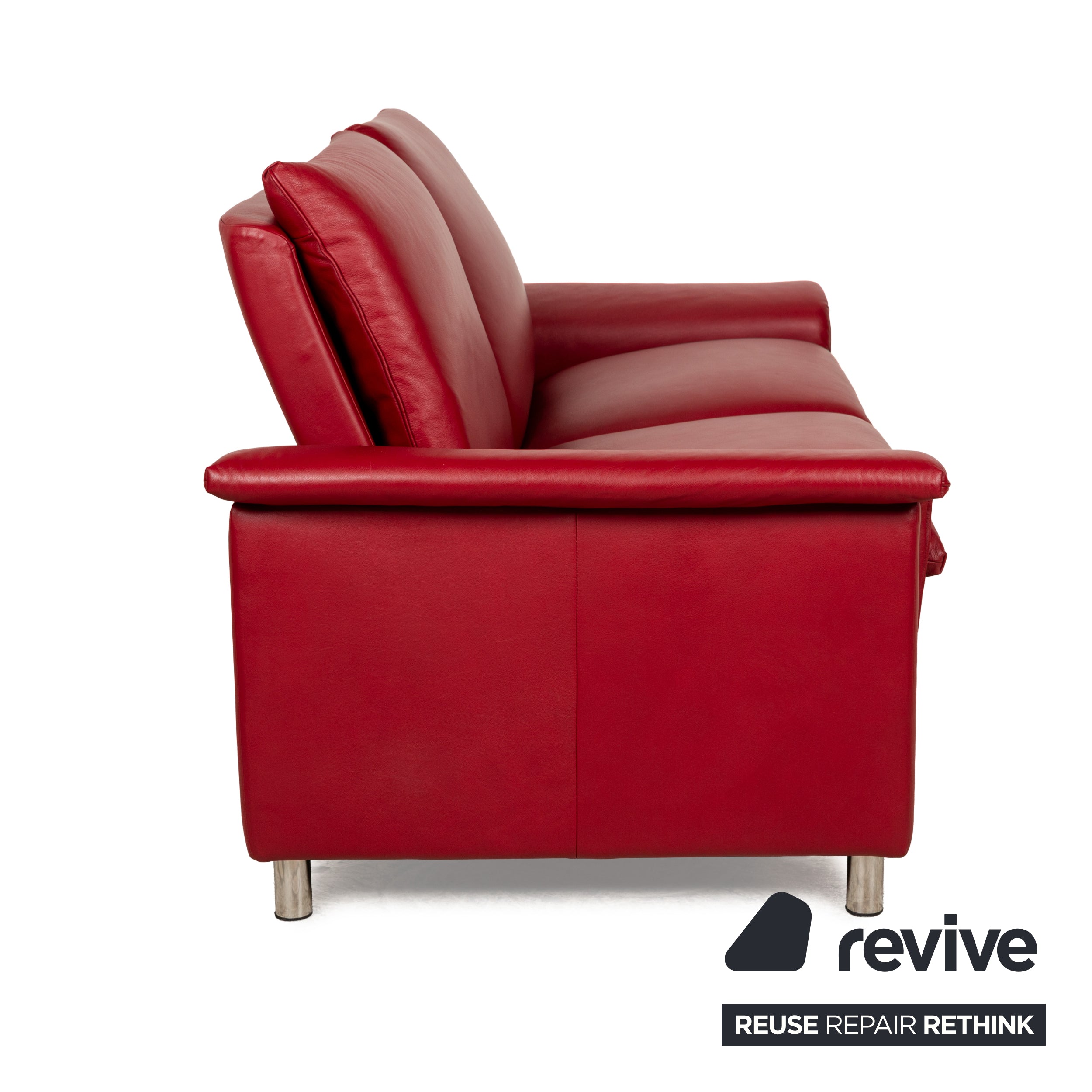 Stressless Aurora Leather Two Seater Red Manual Function Sofa Couch