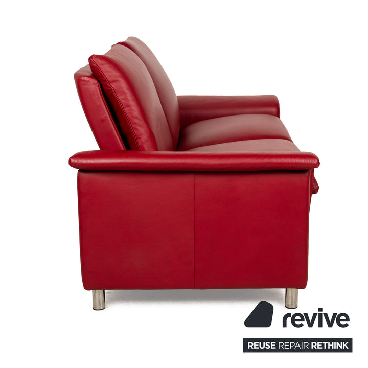 Stressless Aurora Leather Two Seater Red Manual Function Sofa Couch