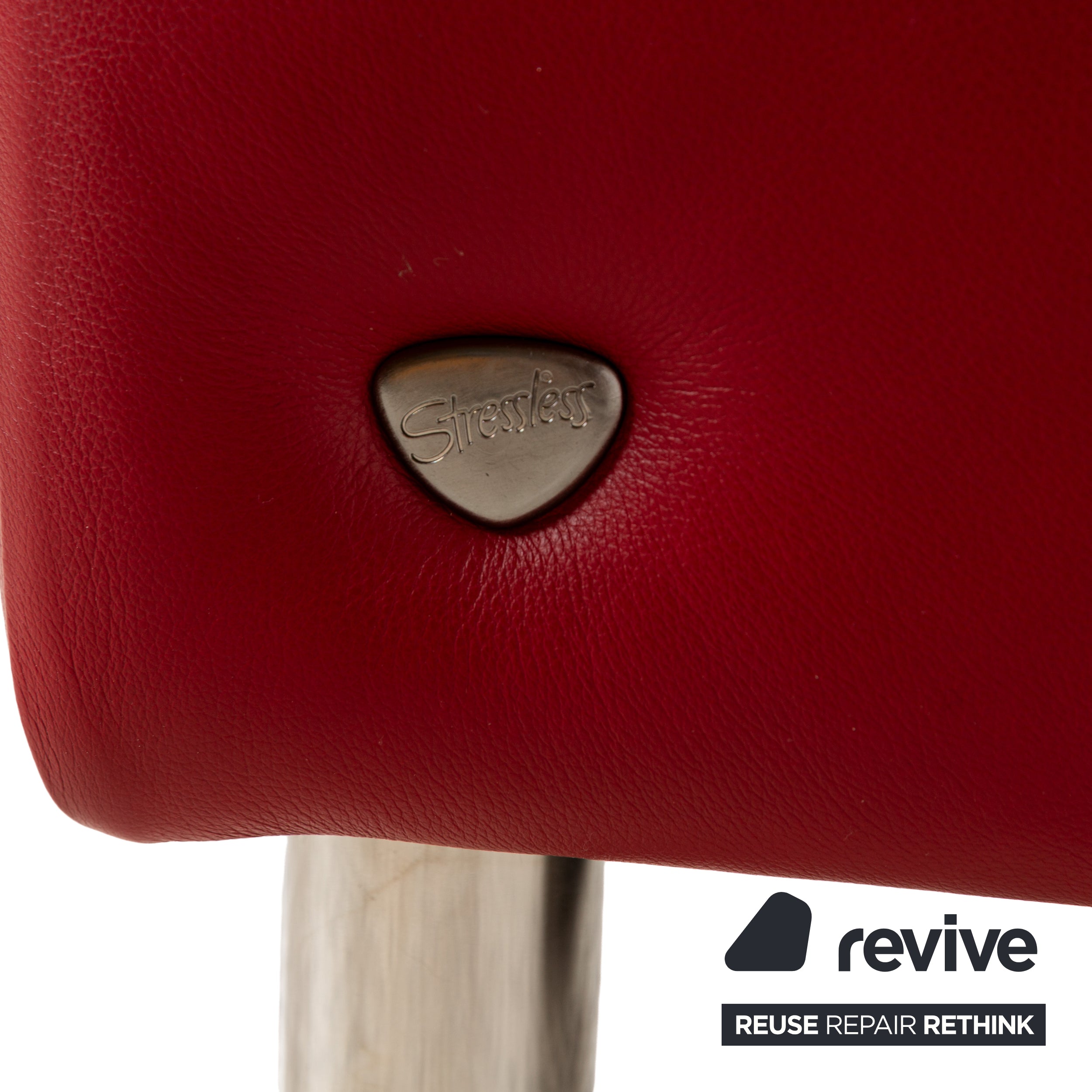 Stressless Aurora Leather Two Seater Red Manual Function Sofa Couch