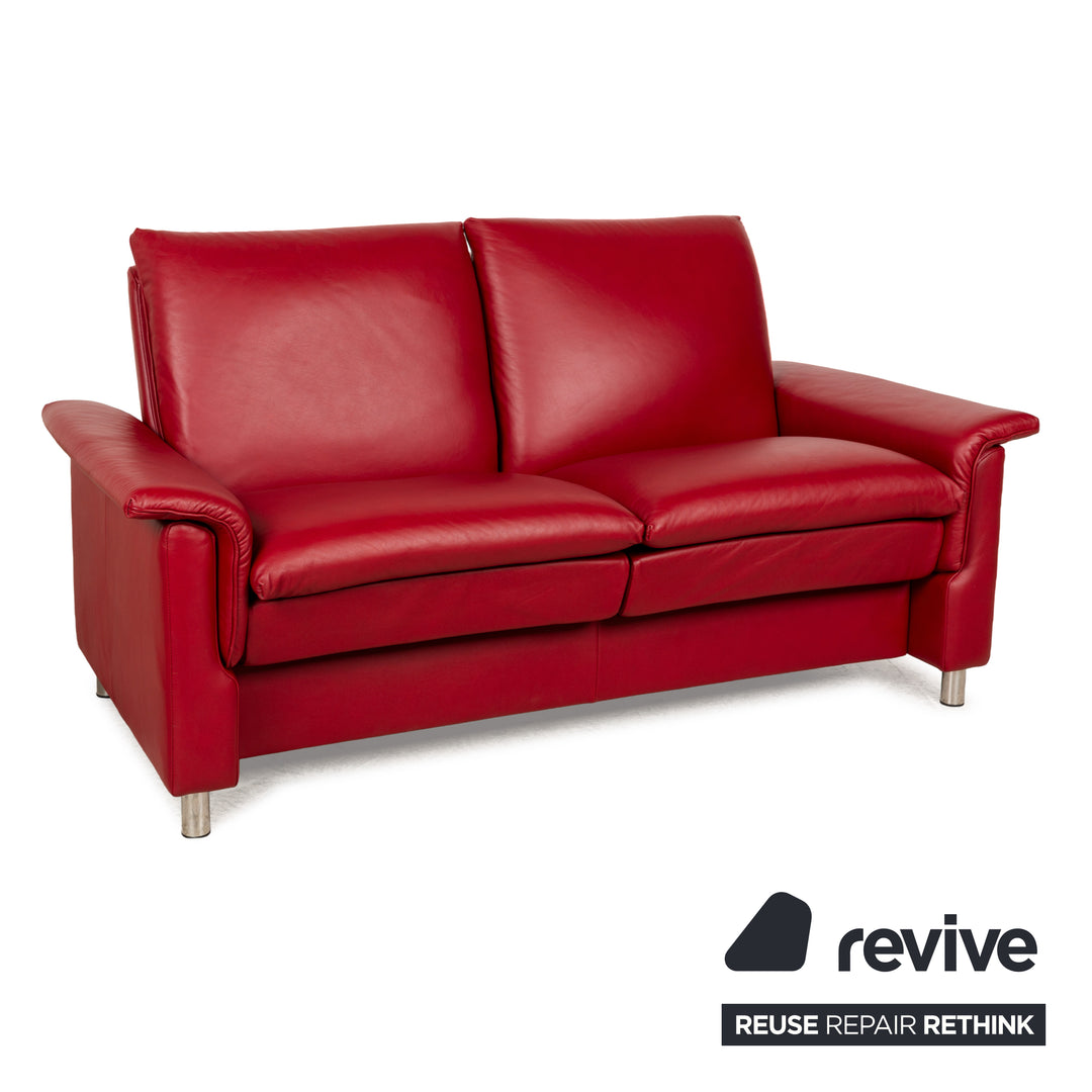 Stressless Aurora Leather Two Seater Red Manual Function Sofa Couch