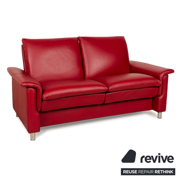 Stressless Aurora Leather Two Seater Red Manual Function Sofa Couch