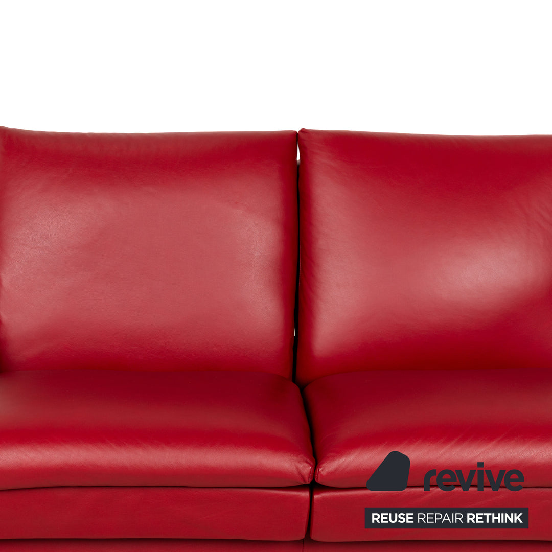 Stressless Aurora Leather Two Seater Red Manual Function Sofa Couch