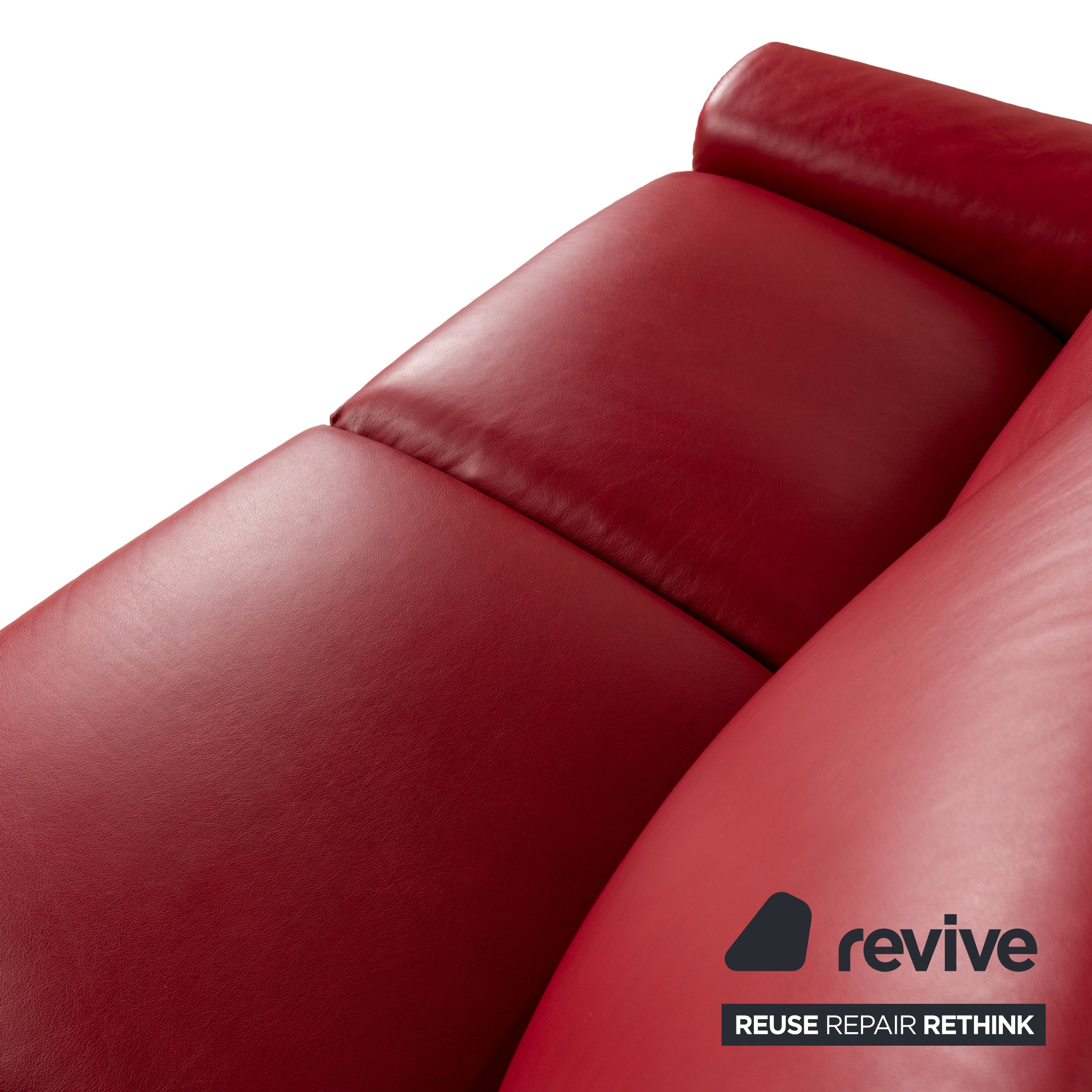 Stressless Aurora Leather Two Seater Red Manual Function Sofa Couch