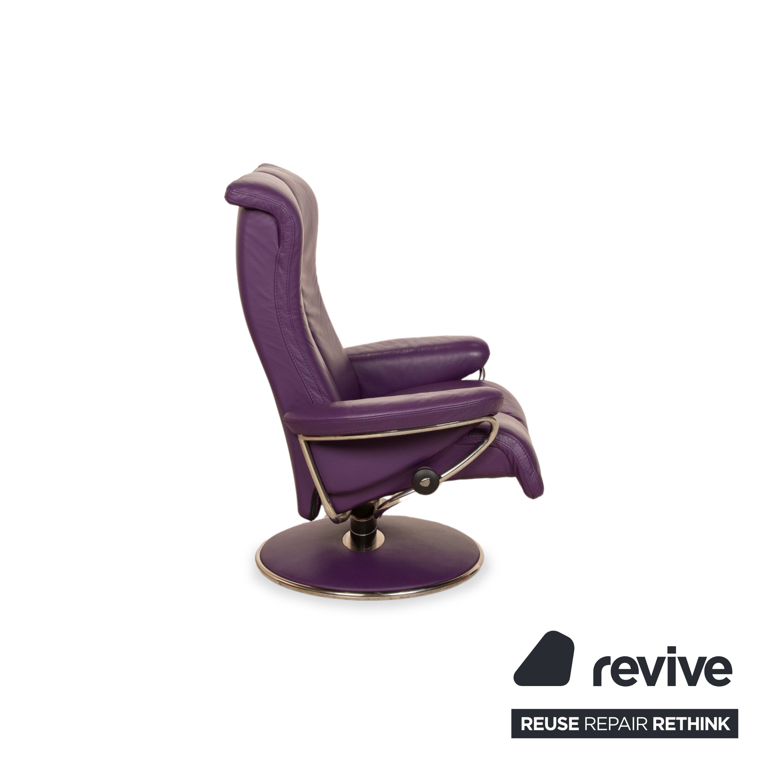 Fauteuil en cuir Stressless Blues violet fonction manuelle avec tabouret