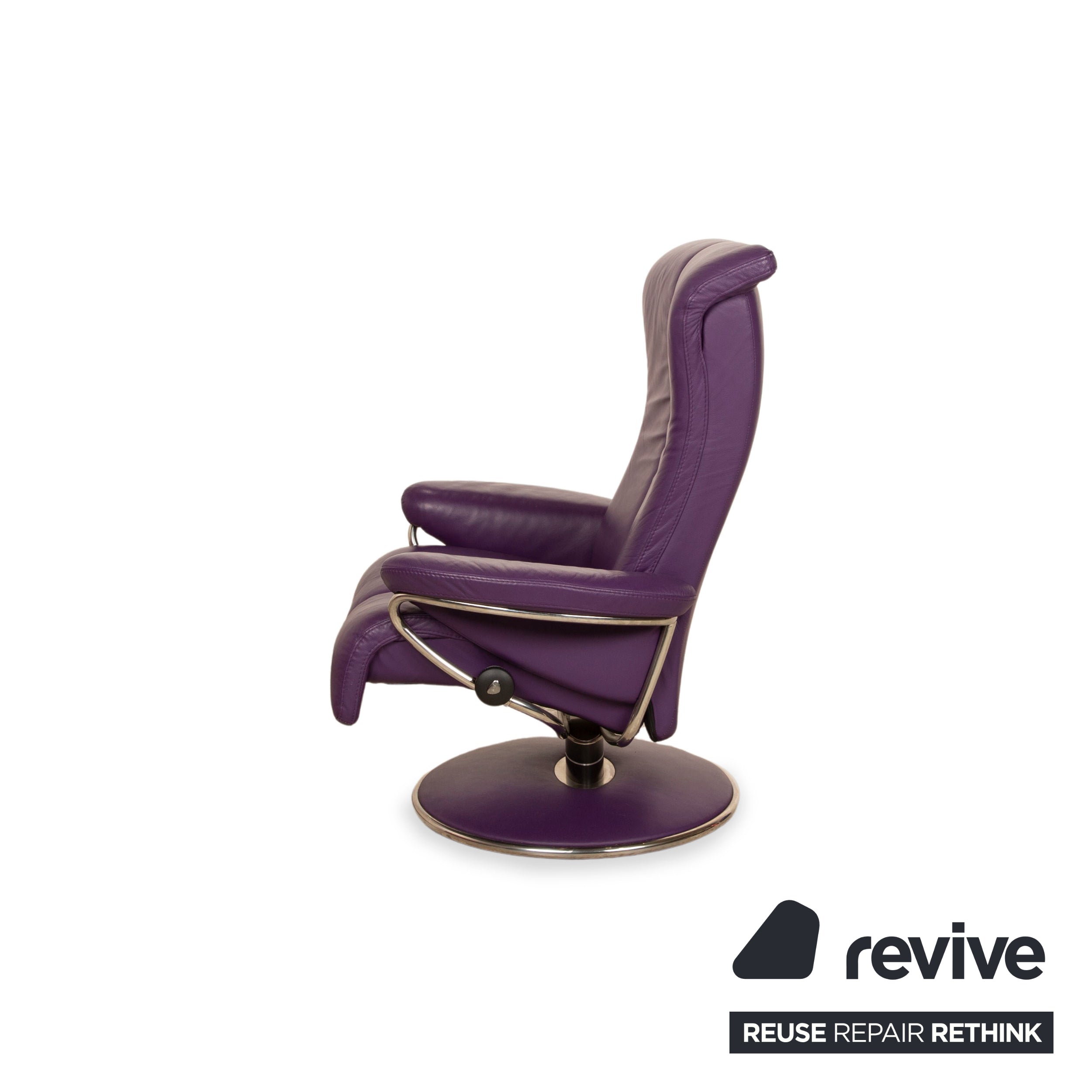 Fauteuil en cuir Stressless Blues violet fonction manuelle avec tabouret