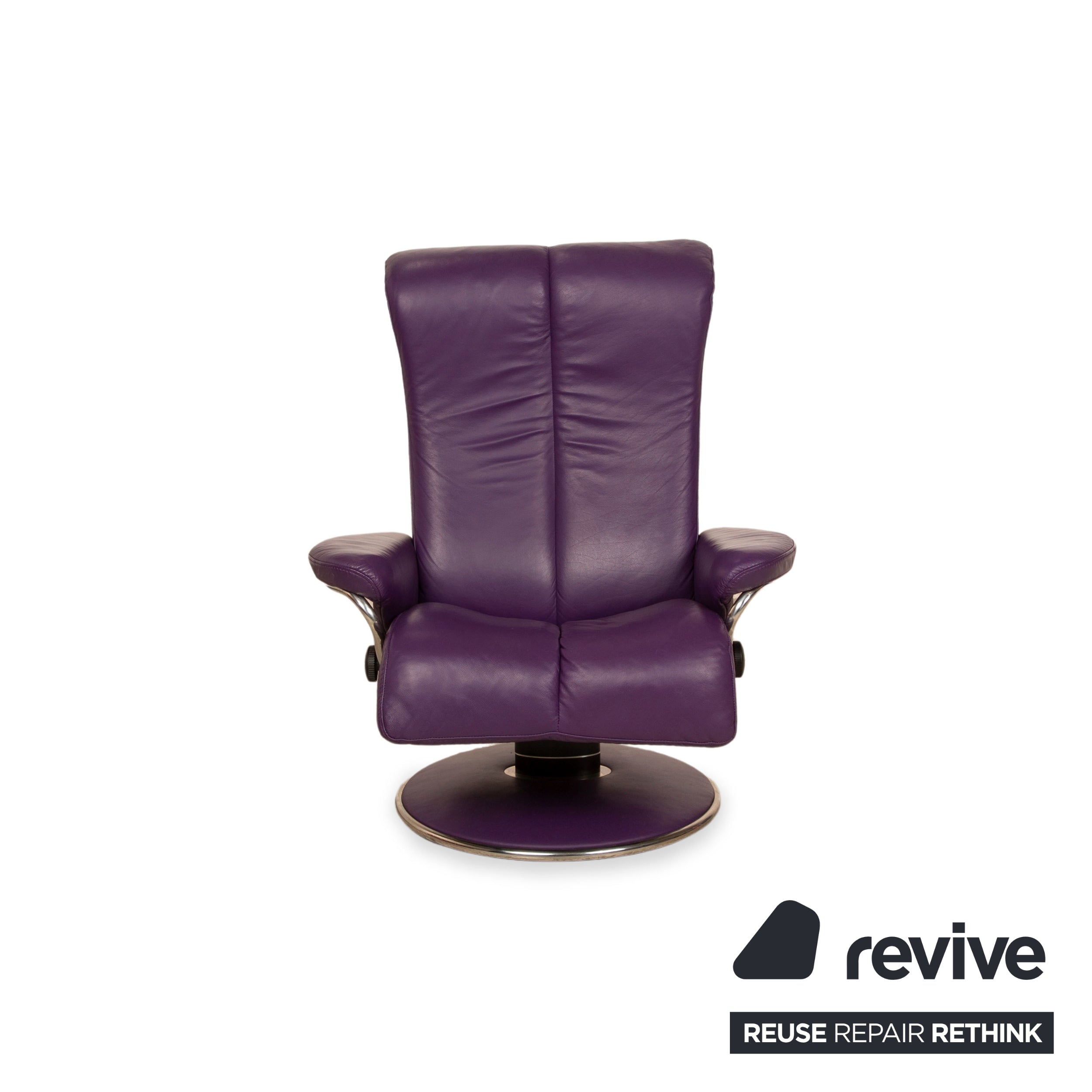 Fauteuil en cuir Stressless Blues violet fonction manuelle avec tabouret