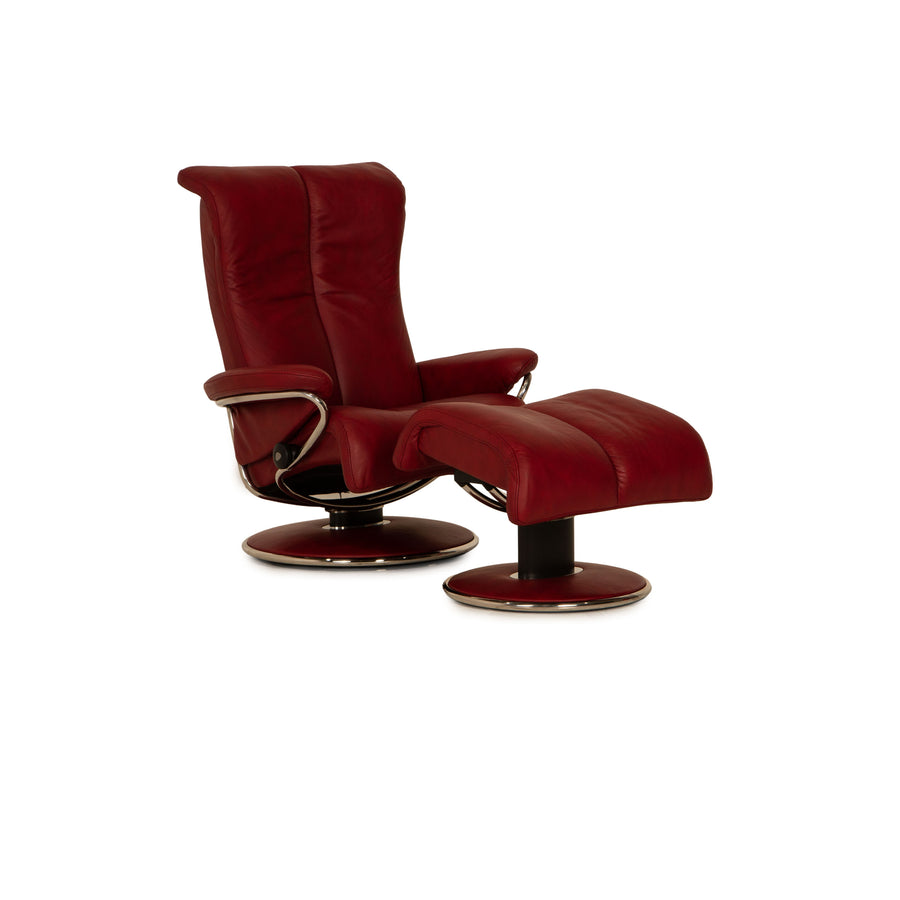 Stressless Blues Leder Sessel Rot inkl. Hocker Funktion
