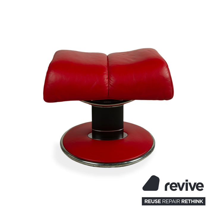 Stressless Blues Leder Sessel Rot inkl. Hocker manuelle Relaxfunktion