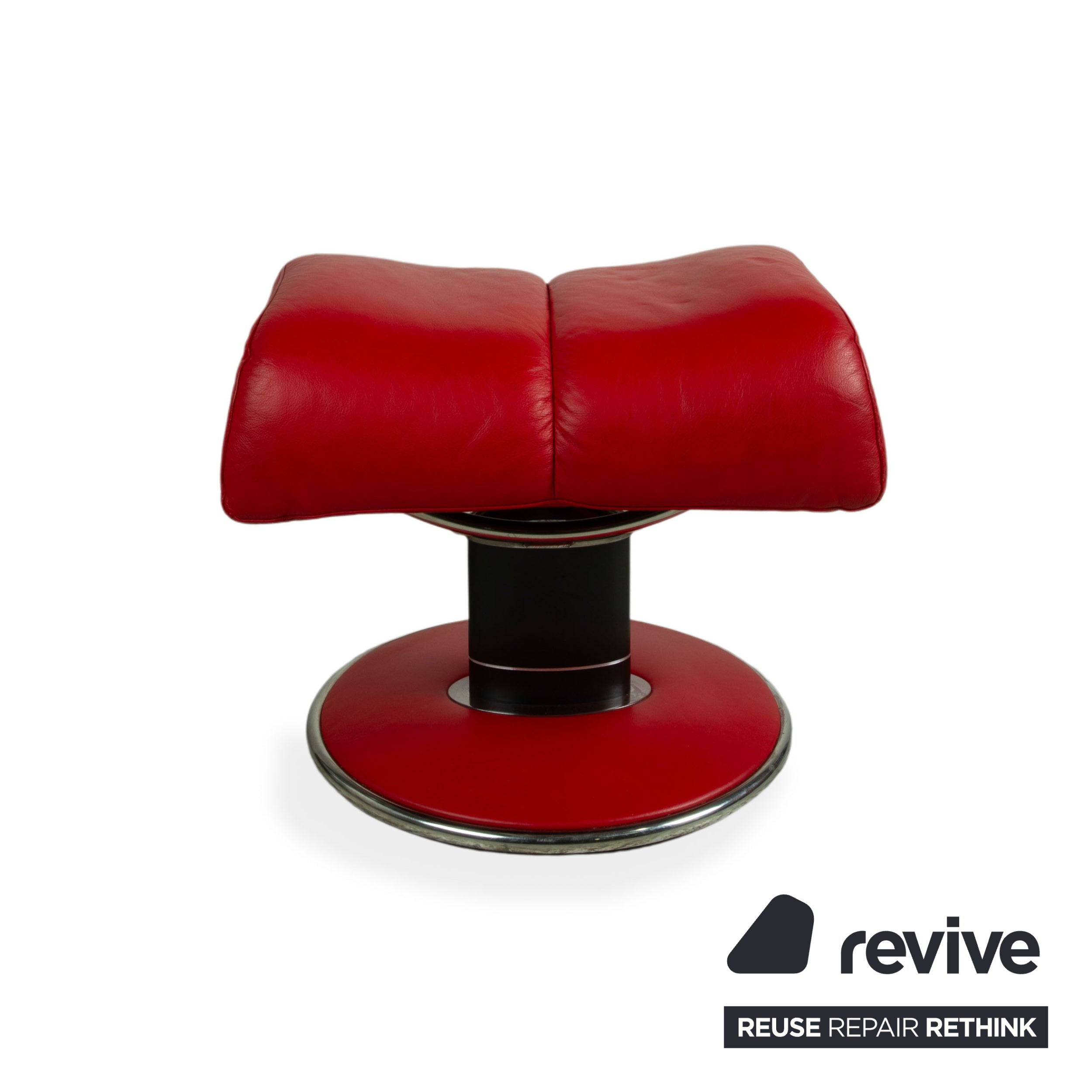 Stressless Blues Leather Recliner Red incl. Footstool, Manual Reclining Function