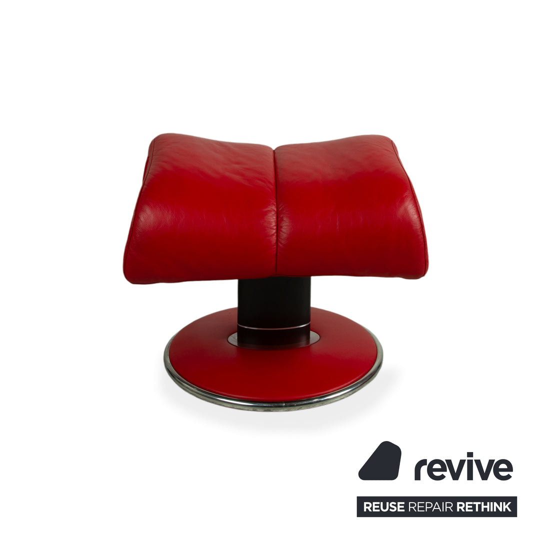 Stressless Blues Leather Recliner Red incl. Footstool, Manual Reclining Function