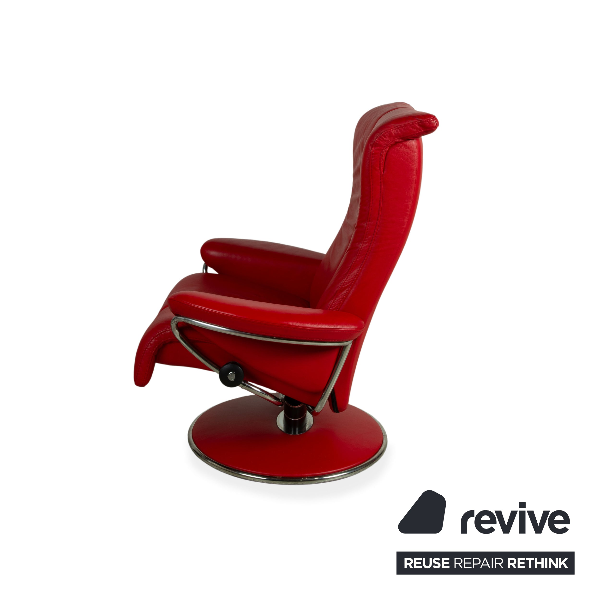 Stressless Blues Leather Recliner Red incl. Footstool, Manual Reclining Function