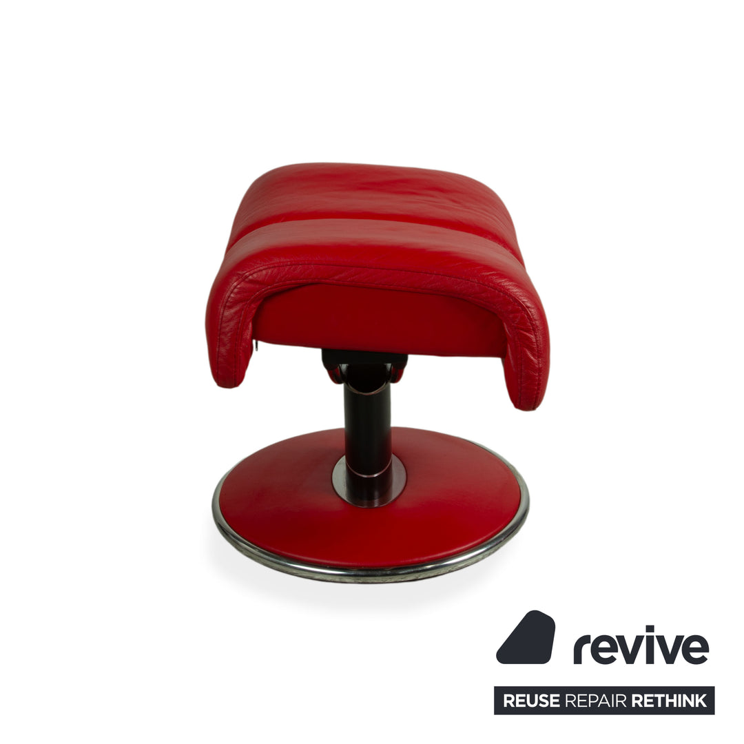 Stressless Blues Leather Recliner Red incl. Footstool, Manual Reclining Function
