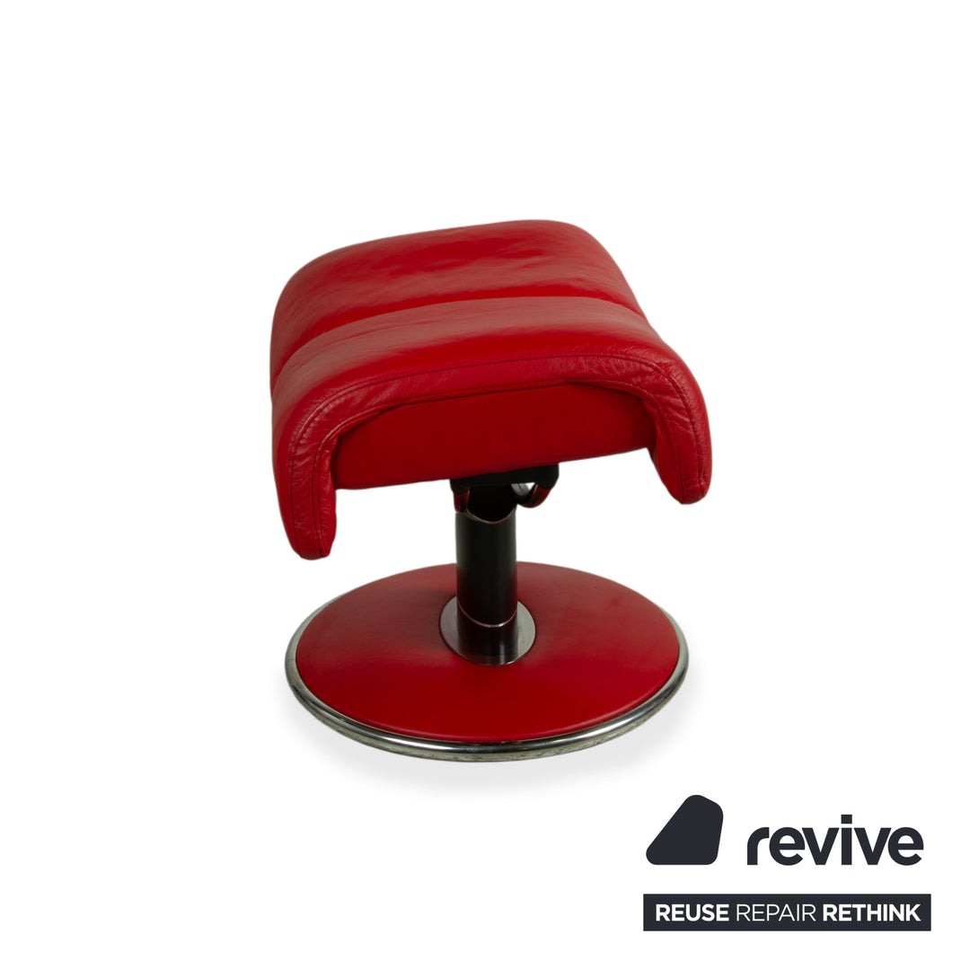 Stressless Blues Leather Recliner Red incl. Footstool, Manual Reclining Function