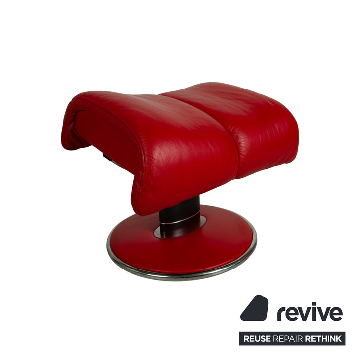 Stressless Blues Leather Recliner Red incl. Footstool, Manual Reclining Function