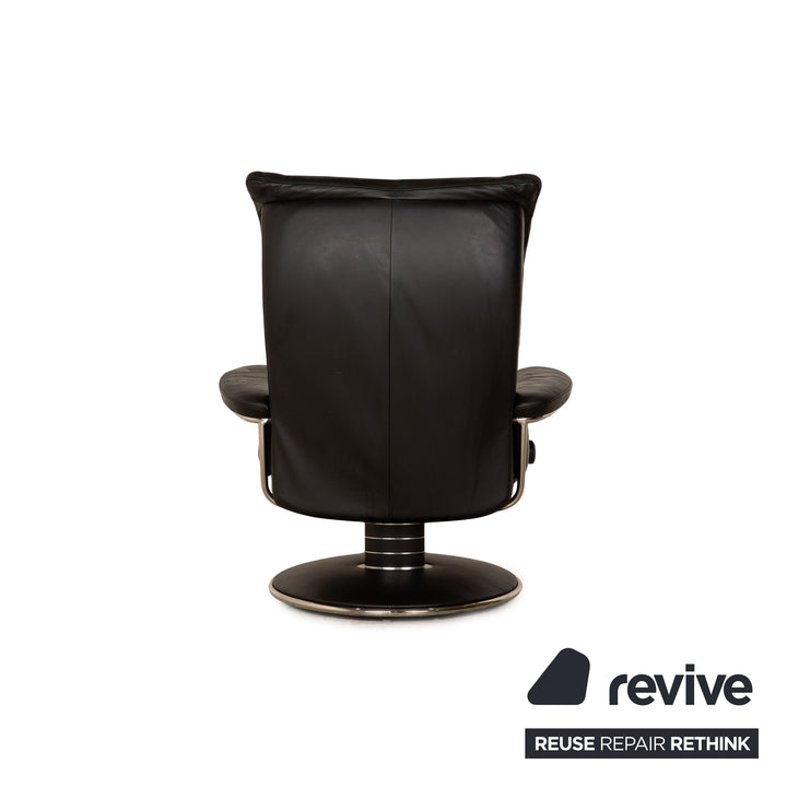 Stressless Blues Leder Sessel Schwarz Größe L manuelle Funktion inkl. Hocker