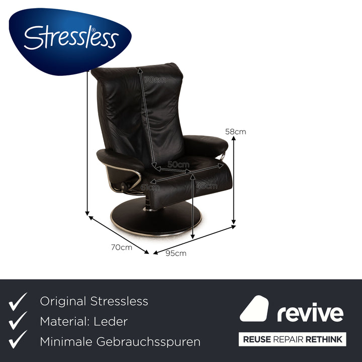 Stressless Blues Leder Sessel Schwarz Größe L manuelle Funktion inkl. Hocker