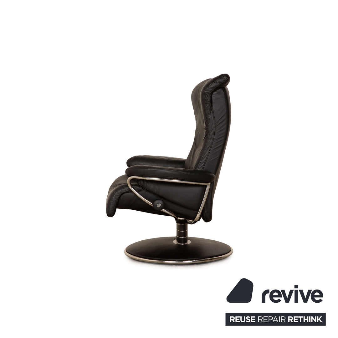 Stressless Blues Leder Sessel Schwarz Größe L manuelle Funktion inkl. Hocker