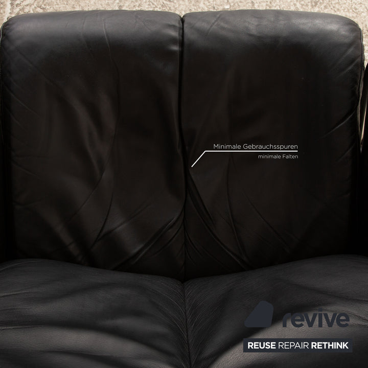 Stressless Blues Leder Sessel Schwarz Größe L manuelle Funktion inkl. Hocker