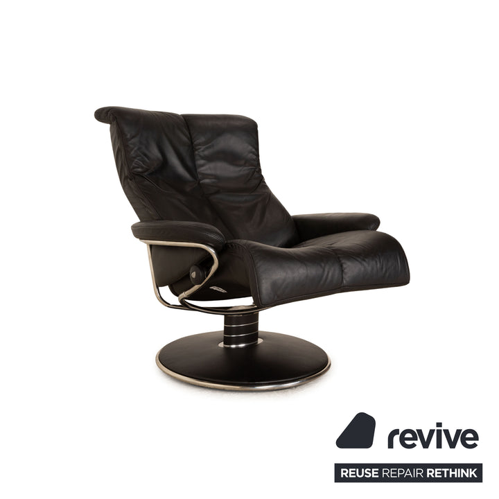 Stressless Blues Leder Sessel Schwarz Größe L manuelle Funktion inkl. Hocker