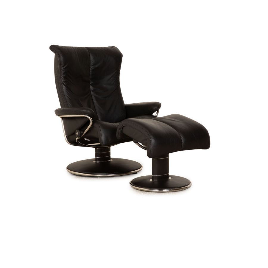 Stressless Blues Leder Sessel Schwarz Größe L manuelle Funktion inkl. Hocker