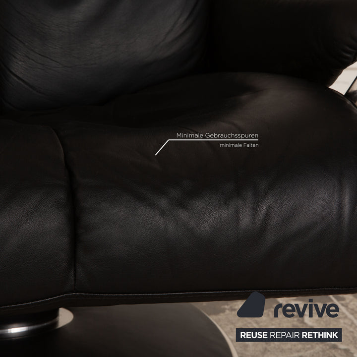 Stressless Blues Leder Sessel Schwarz Größe L manuelle Funktion inkl. Hocker