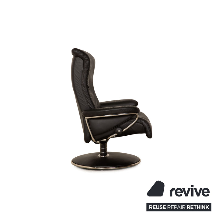 Stressless Blues Leder Sessel Schwarz Größe L manuelle Funktion inkl. Hocker