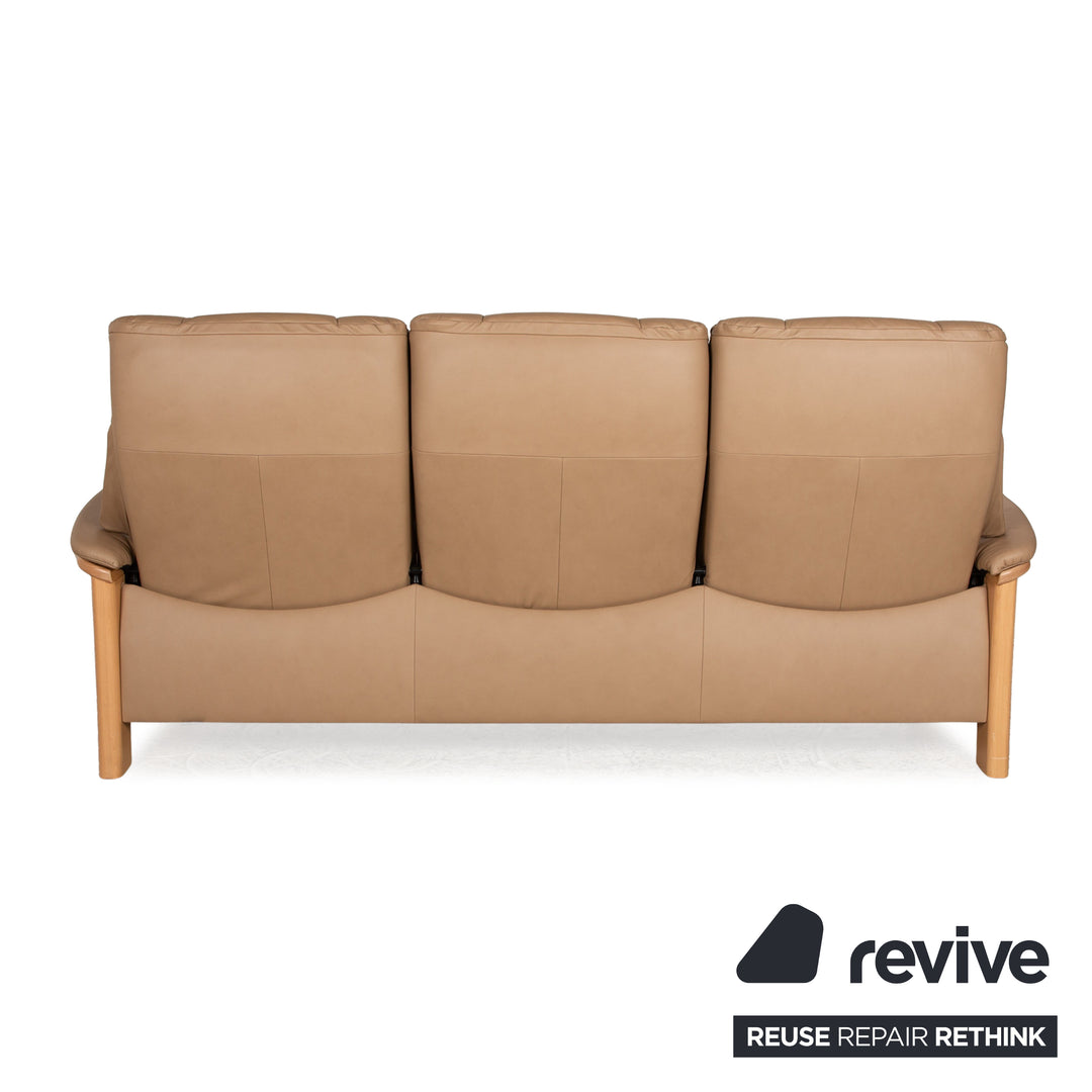 Stressless Buckingham Leather Three Seater Beige Sofa Couch