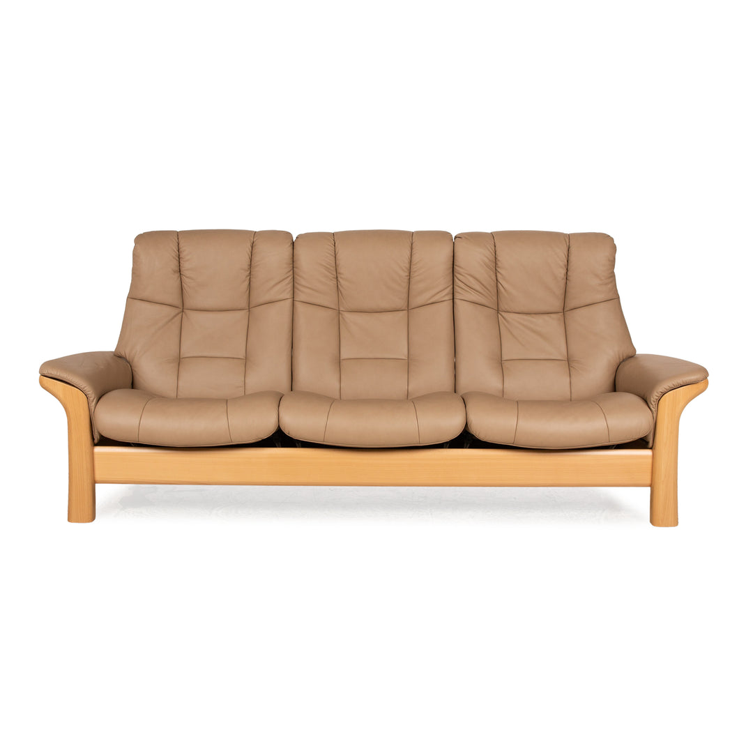 Stressless Buckingham Leder Dreisitzer Beige Sofa Couch