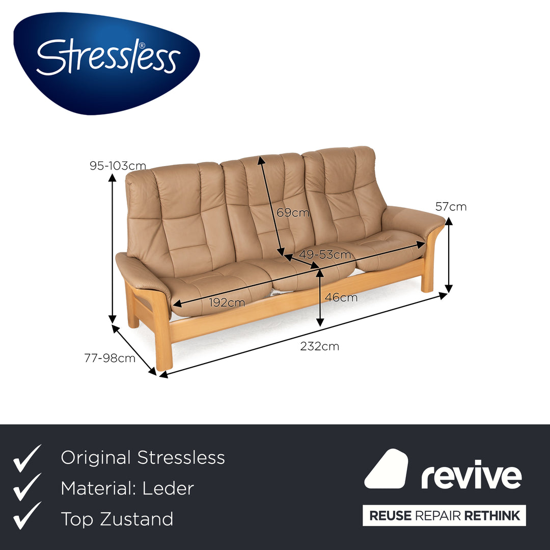 Stressless Buckingham Leder Dreisitzer Beige Sofa Couch