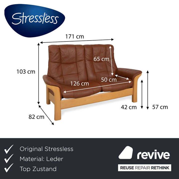 Stressless Buckingham Leather Two-Seater Brown Manual Function