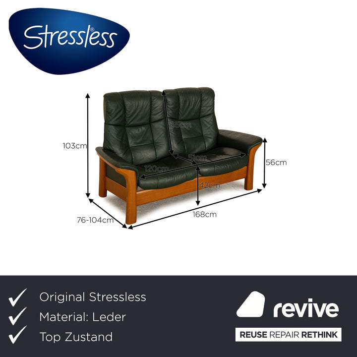 Stressless Buckingham Leder Zweisitzer Grün Dunkelgrün Sofa Couch manuelle Funktion