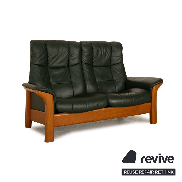 Stressless Buckingham Leder Zweisitzer Grün Dunkelgrün Sofa Couch manuelle Funktion