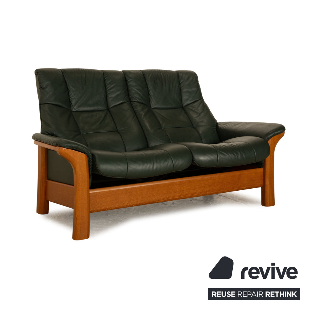 Stressless Buckingham Leder Zweisitzer Grün Dunkelgrün Sofa Couch manuelle Funktion