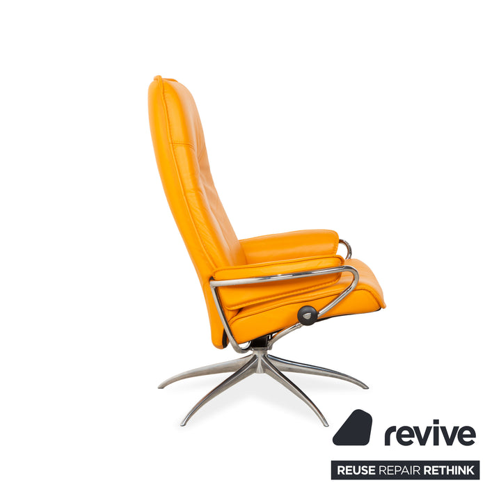 Stressless City Leder Sessel Orange Gelb inkl. Hocker manuelle Funktion