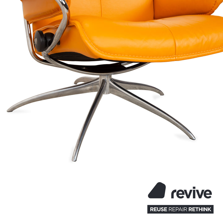 Stressless City Leder Sessel Orange Gelb inkl. Hocker manuelle Funktion