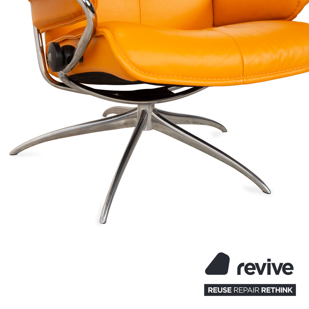 Stressless City Leder Sessel Orange Gelb inkl. Hocker manuelle Funktion