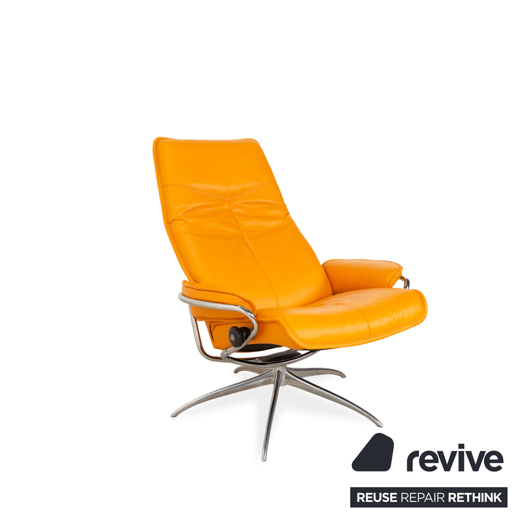 Stressless City Leder Sessel Orange Gelb inkl. Hocker manuelle Funktion