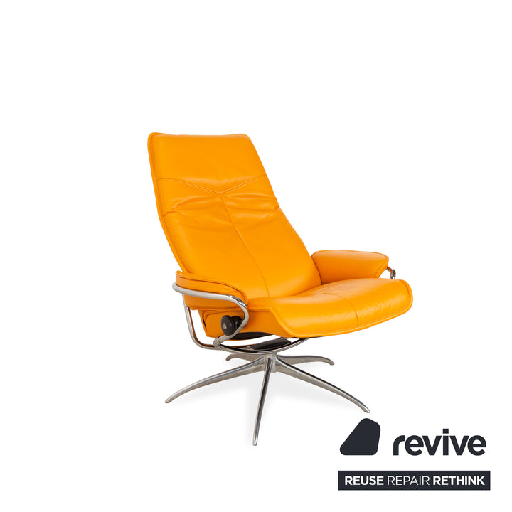Stressless City Leder Sessel Orange Gelb inkl. Hocker manuelle Funktion