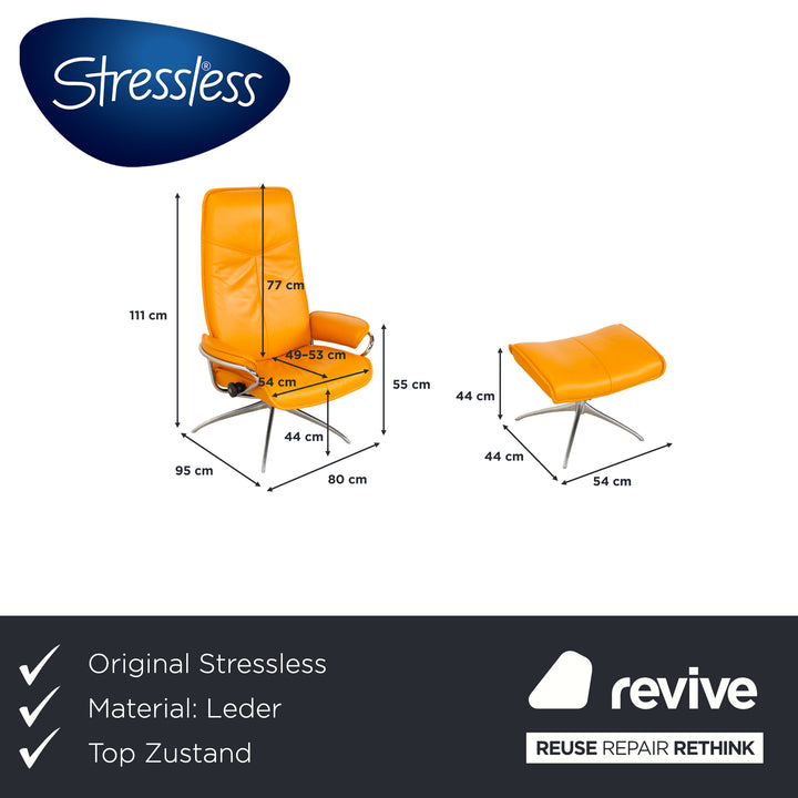 Stressless City Leder Sessel Orange Gelb inkl. Hocker manuelle Funktion