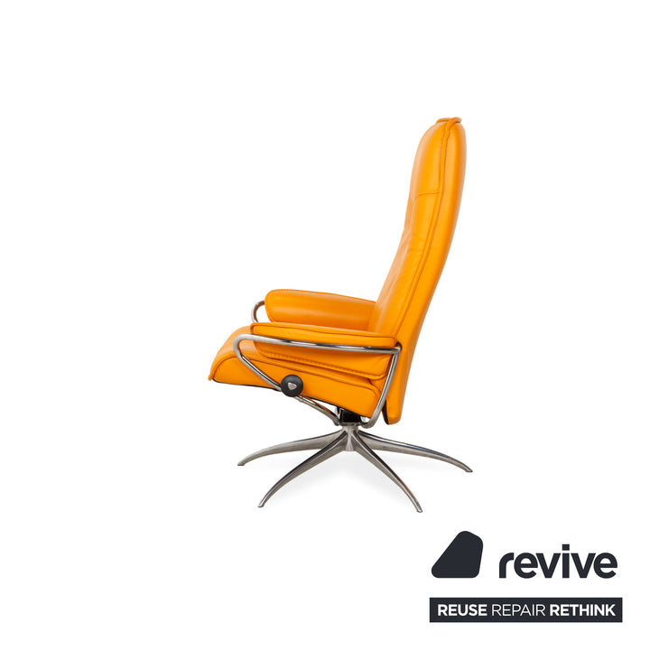 Stressless City Leder Sessel Orange Gelb inkl. Hocker manuelle Funktion