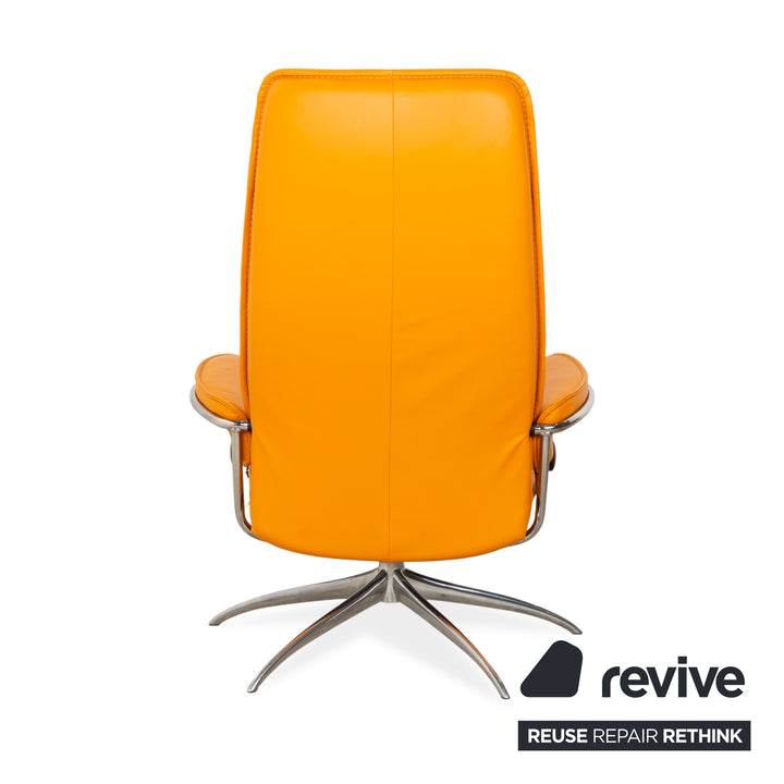 Stressless City Leder Sessel Orange Gelb inkl. Hocker manuelle Funktion