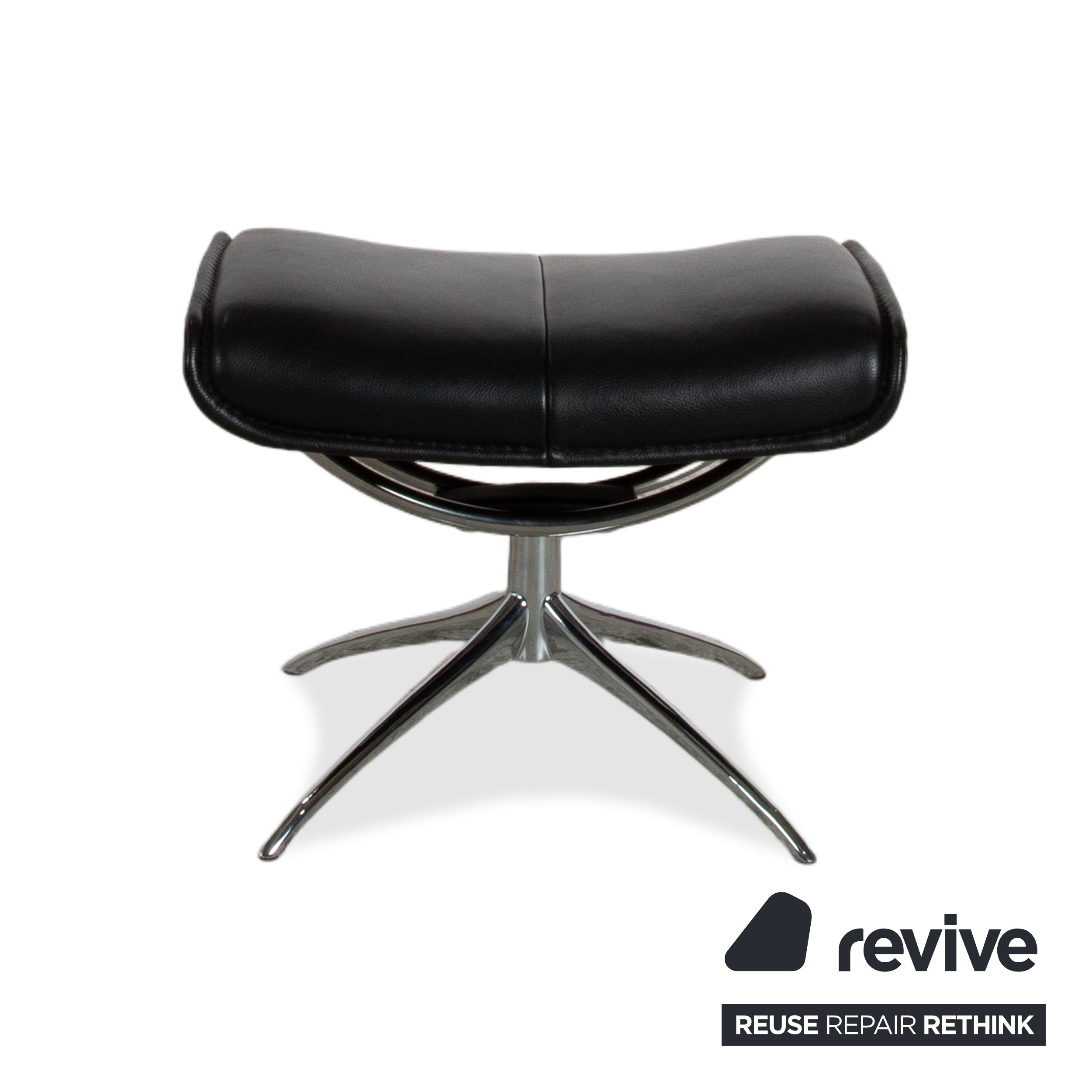 Fauteuil Stressless City en cuir noir avec repose-pieds, fonction manuelle, piètement étoile